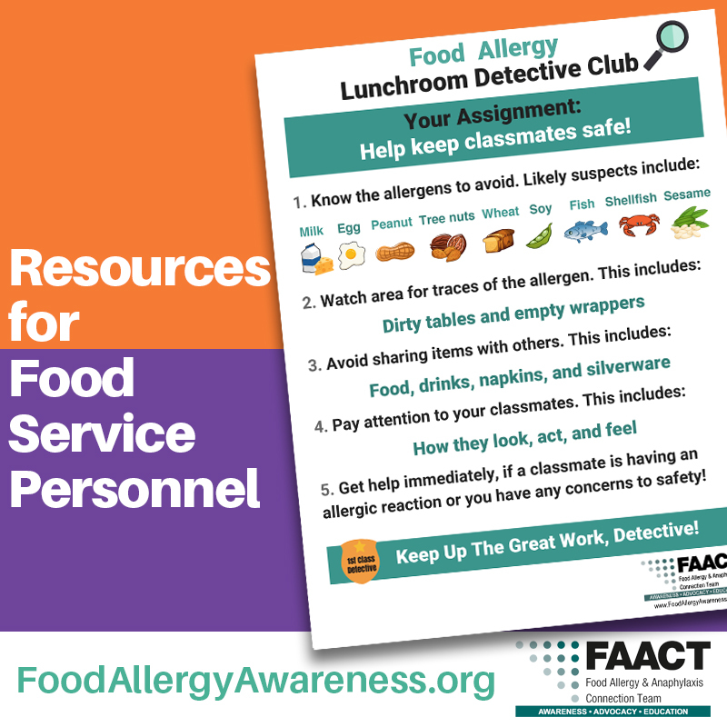 Food allergy poster for a school lunchroom